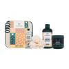 The Body Shop Almond Milk Soothe &amp; Smooth Set cadou Cremă de duș Shower Cream Almond Milk 250 ml + iaurt de corp Body Yogurt Almond Milk 200 ml + balsam de maini Hand Balm Almond Milk 30 ml +  burete 1 buc + geanta cosmetica