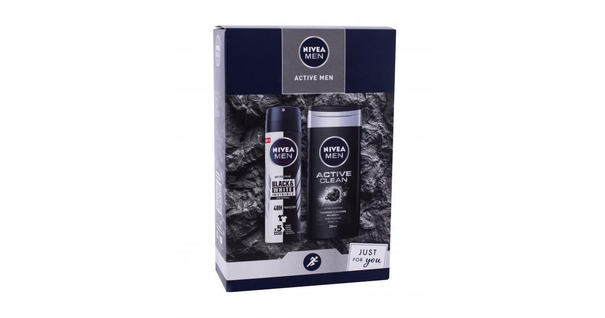 Nivea Men Active Set Cadou Gel De Dus Ml Antiperspirant Black White Invisible Ml