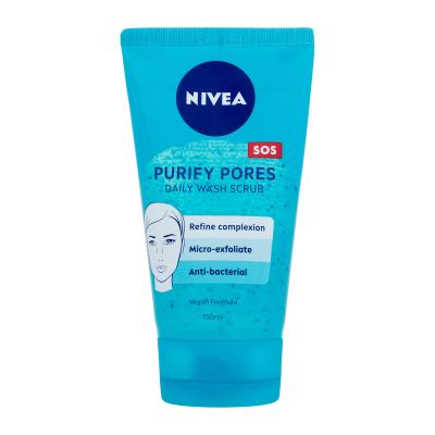 Nivea Purify Pores Daily Wash Scrub Peeling pentru femei 150 ml