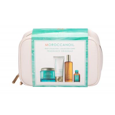 Moroccanoil Body Collection Set cadou exfoliant de corp Body Buff 180 ml + crema de maini 75 ml + ulei corp 100 ml + ulei de par Treatment Oil 15 ml + geanta