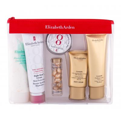 Elizabeth Arden Eight Hour Cream Skin Protectant Travel Essentials Kit Set cadou Loțiune corporală 50 ml + Ser facial 3,2 ml + Balsam pentru buze 13 ml + Cremă de zi 15 ml + Crema demachiantă 50 ml + Crema corporală 100 ml + geanta cosmetica