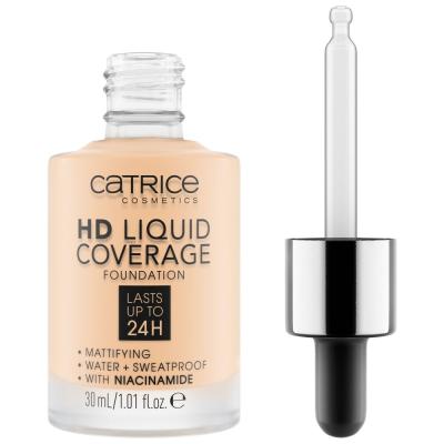 Catrice HD Liquid Coverage 24H Fond de ten pentru femei 30 ml Nuanţă 002 Porcelain Beige