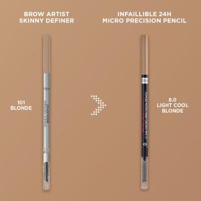 L&#039;Oréal Paris Infaillible Brows 24H Micro Precision Pencil Creion pentru femei 1,2 g Nuanţă 8.0 Light Cool Blonde