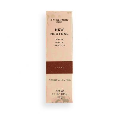 Revolution Pro New Neutral Satin Matte Lipstick Ruj de buze pentru femei 3,2 g Nuanţă Latte