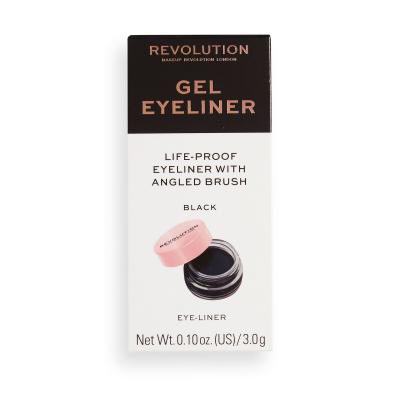 Makeup Revolution London Gel Eyeliner Pot With Brush Tuș de ochi pentru femei 3 g Nuanţă Black