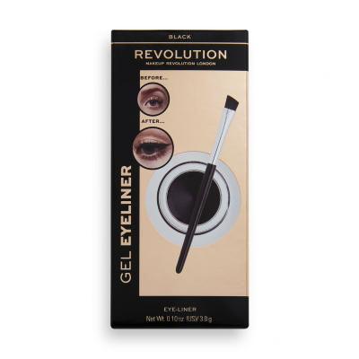 Makeup Revolution London Gel Eyeliner Pot With Brush Tuș de ochi pentru femei 3 g Nuanţă Black