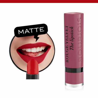 BOURJOIS Paris Rouge Velvet The Lipstick Ruj de buze pentru femei 2,4 g Nuanţă 19 Place Des Roses