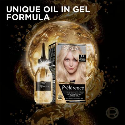 L&#039;Oréal Paris Préférence Cool Blondes Vopsea de păr pentru femei 60 ml Nuanţă 9.12