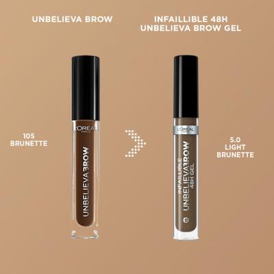 L&#039;Oréal Paris Infaillible Brows Unbelieva Brow 48H Gel Gel și ceară pentru femei 3,4 ml Nuanţă 5.0 Light Brunette