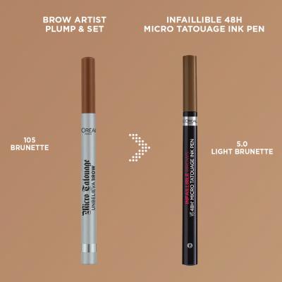 L&#039;Oréal Paris Infaillible Brows 48H Micro Tatouage Ink Pen Creion pentru femei 1 g Nuanţă 5.0 Light Brunette