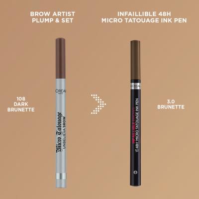 L&#039;Oréal Paris Infaillible Brows 48H Micro Tatouage Ink Pen Creion pentru femei 1 g Nuanţă 3.0 Brunette