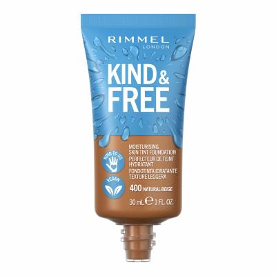 Rimmel London Kind &amp; Free Skin Tint Foundation Fond de ten pentru femei 30 ml Nuanţă 400 Natural Beige