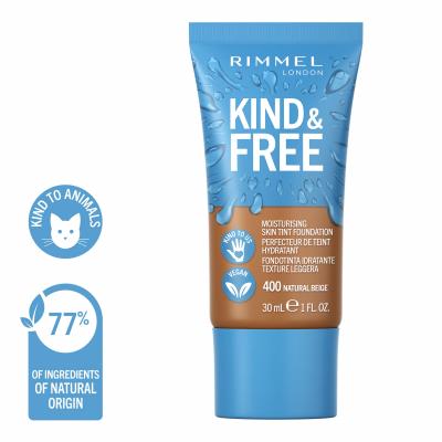 Rimmel London Kind &amp; Free Skin Tint Foundation Fond de ten pentru femei 30 ml Nuanţă 400 Natural Beige