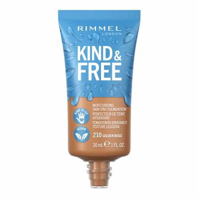 Rimmel London Kind &amp; Free Skin Tint Foundation Fond de ten pentru femei 30 ml Nuanţă 210 Golden Beige