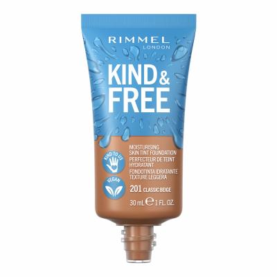 Rimmel London Kind &amp; Free Skin Tint Foundation Fond de ten pentru femei 30 ml Nuanţă 201 Classic Beige