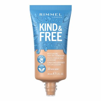 Rimmel London Kind &amp; Free Skin Tint Foundation Fond de ten pentru femei 30 ml Nuanţă 10 Rose Ivory