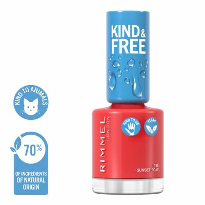 Rimmel London Kind &amp; Free Lac de unghii pentru femei 8 ml Nuanţă 155 Sunset Soar