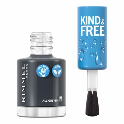 Rimmel London Kind &amp; Free Lac de unghii pentru femei 8 ml Nuanţă 158 All Greyed Out