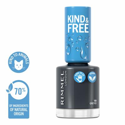 Rimmel London Kind &amp; Free Lac de unghii pentru femei 8 ml Nuanţă 158 All Greyed Out