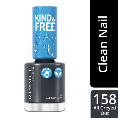 Rimmel London Kind &amp; Free Lac de unghii pentru femei 8 ml Nuanţă 158 All Greyed Out