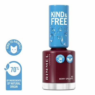 Rimmel London Kind &amp; Free Lac de unghii pentru femei 8 ml Nuanţă 157 Berry Opulence