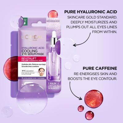 L&#039;Oréal Paris Revitalift Filler HA Cooling Tissue Eye Serum-Mask Mască de ochi pentru femei 11 g