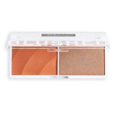 Revolution Relove Colour Play Blushed Duo Blush &amp; Highlighter Konturovací paletka pentru femei 5,8 g Nuanţă Queen