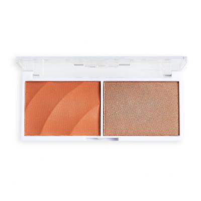 Revolution Relove Colour Play Blushed Duo Blush &amp; Highlighter Konturovací paletka pentru femei 5,8 g Nuanţă Queen