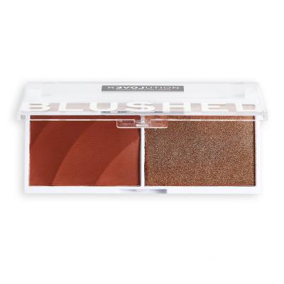 Revolution Relove Colour Play Blushed Duo Blush &amp; Highlighter Konturovací paletka pentru femei 5,8 g Nuanţă Baby