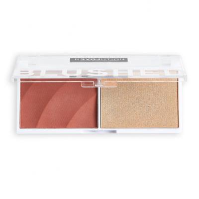 Revolution Relove Colour Play Blushed Duo Blush &amp; Highlighter Konturovací paletka pentru femei 5,8 g Nuanţă Kindness