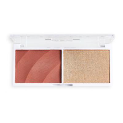 Revolution Relove Colour Play Blushed Duo Blush &amp; Highlighter Konturovací paletka pentru femei 5,8 g Nuanţă Kindness