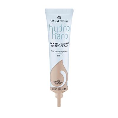 Essence Hydro Hero 24H Hydrating Tinted Cream SPF15 Fond de ten pentru femei 30 ml Nuanţă 05 Natural Ivory