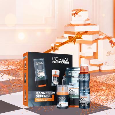 L&#039;Oréal Paris Men Expert Magnesium Defence Set cadou Cremă de zi pentru față Men Expert Magnesium Defence 24h Moisturizer 50 ml + deodorant Men Expert Magnesium Defence 150 ml + gel de duș Men Expert Magnesium Defence Shower Gel 300 ml