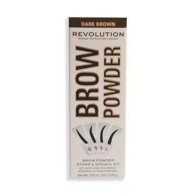 Makeup Revolution London Brow Powder Stamp &amp; Stencil Fard pentru femei 0,65 g Nuanţă Dark Brown