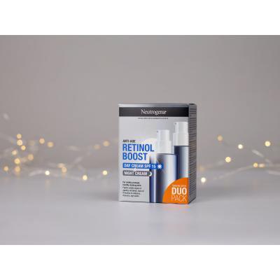 Neutrogena Retinol Boost Duo Pack Set cadou Cremă de zi pentru față Retinol Boost Day Cream SPF15 50 ml + cremă de noapte Retinol Boost Night Cream 50 ml