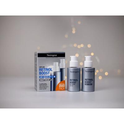 Neutrogena Retinol Boost Duo Pack Set cadou Cremă de zi pentru față Retinol Boost Day Cream SPF15 50 ml + cremă de noapte Retinol Boost Night Cream 50 ml