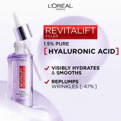 L&#039;Oréal Paris Revitalift Filler HA 1,5% Ser facial pentru femei 30 ml