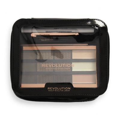 Makeup Revolution London The Everything Brow Kit Set cadou Paletă pentru sprâncene Eyebrow Palette 13,8 g + pomadă de sprâncene Soap Styler Stick 0,12 g + creion de sprâncene Brow Defining Pencil 1,15 g + gel pentru sprâncene Clear Brow Gel 3,5 ml + pensetă + pensule 2 buc + geantă cosmetică