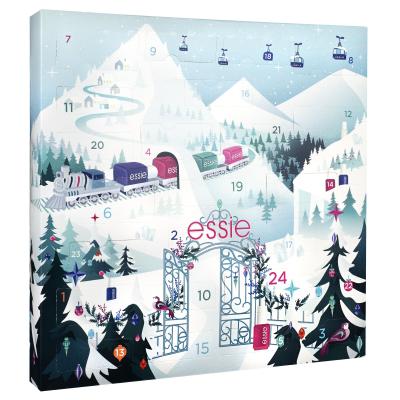 Essie Nail Lacquer Express Train Advent Calendar Set cadou Lac de unghii 8 x 13,5 ml + lac de unghii 1 x 10 ml + lac de unghii 14 x 5 ml + dizolvant pentru lac de unghii 25 ml