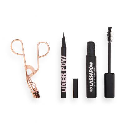 Makeup Revolution London Lash Pow Eye Set Set cadou Mascara 5D Lash Pow Mascara 12,2 ml + tuș de ochi Liner Pow 0,5 ml Black + ondulator de gene