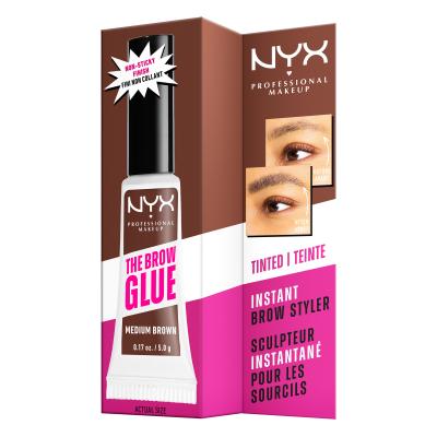 NYX Professional Makeup The Brow Glue Instant Brow Styler Gel și ceară pentru femei 5 g Nuanţă 03 Medium Brown