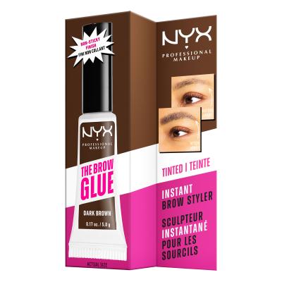 NYX Professional Makeup The Brow Glue Instant Brow Styler Gel și ceară pentru femei 5 g Nuanţă 04 Dark Brown