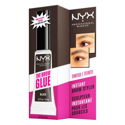 NYX Professional Makeup The Brow Glue Instant Brow Styler Gel și ceară pentru femei 5 g Nuanţă 05 Black