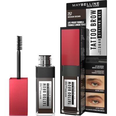 Maybelline Tattoo Brow 36H Styling Gel Gel și ceară pentru femei 6 ml Nuanţă 257 Medium Brown