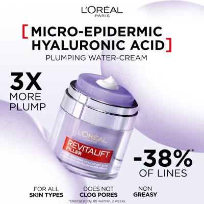 L&#039;Oréal Paris Revitalift Filler HA Plumping Water-Cream Cremă de zi pentru femei 50 ml