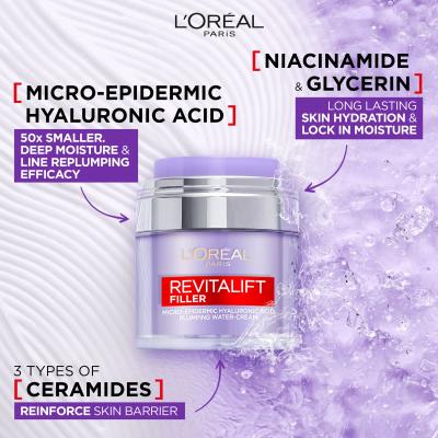 L&#039;Oréal Paris Revitalift Filler HA Plumping Water-Cream Cremă de zi pentru femei 50 ml