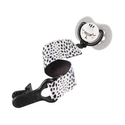 LOVI Salt&amp;Pepper Soother Clip With Ribbon Lant cu clip pentru suzeta pentru copii 1 buc