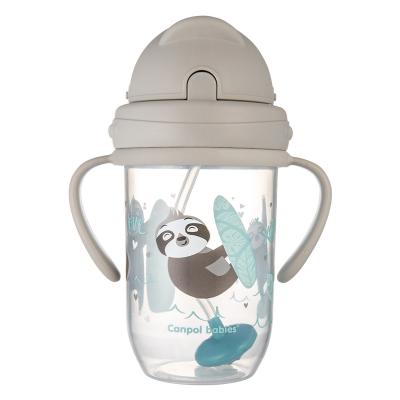 Canpol babies Exotic Animals Non-Spill Expert Cup With Weighted Straw Grey Căni pentru copii 270 ml