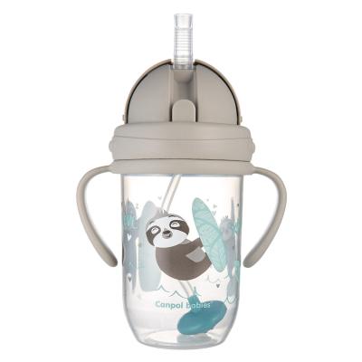 Canpol babies Exotic Animals Non-Spill Expert Cup With Weighted Straw Grey Căni pentru copii 270 ml