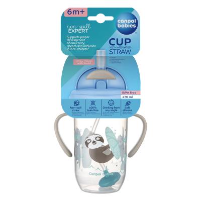 Canpol babies Exotic Animals Non-Spill Expert Cup With Weighted Straw Grey Căni pentru copii 270 ml